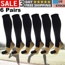 6Pair Graduated Medical Compression Socks for Women Men 20-30mmhg Knee High Sock