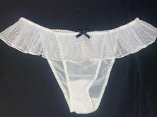 NWT 2016 Victoria's Secret Panty Sheer Nylon Mesh Ruffle Low Bridal Panties M
