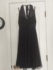 D. B. STUDIO BLACK HALTER DRESS CHIFFON