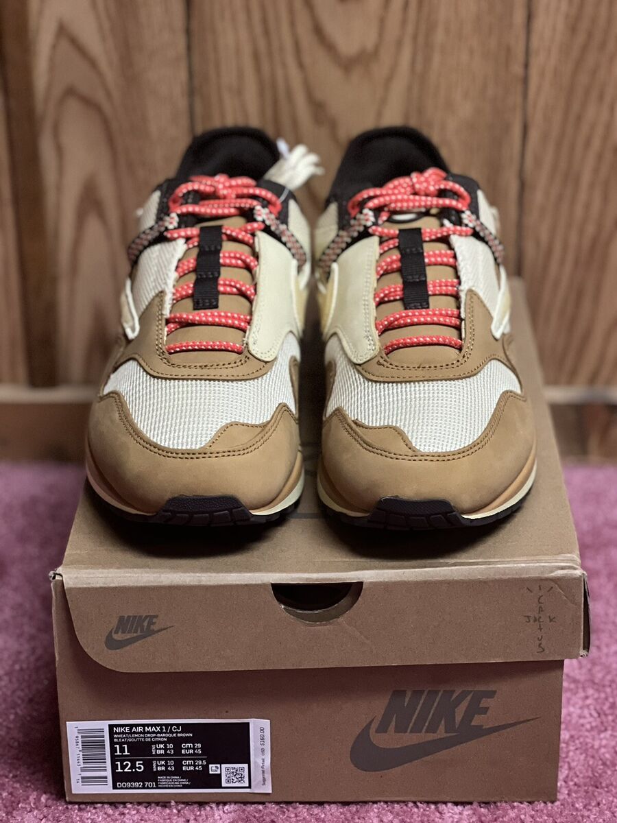 Men's Nike Air Max 1 Travis Scott Friends & Family Wheat Lemon