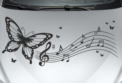 Aufkleber Auto Motorhaube Tattoo Noten Musik Sound Notenschlüssel Swing Beat 291