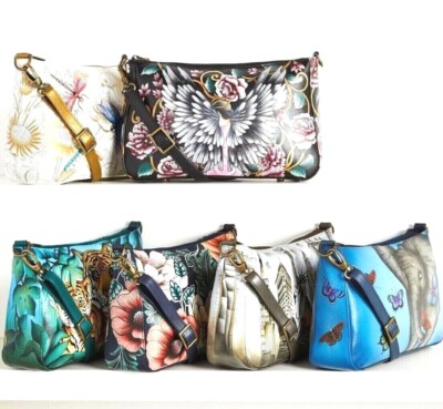 ANUSCHKA Medium Purse CHOOSE PATTERN Hand-Painted Leather Shoulder Bag  #7478 NEW