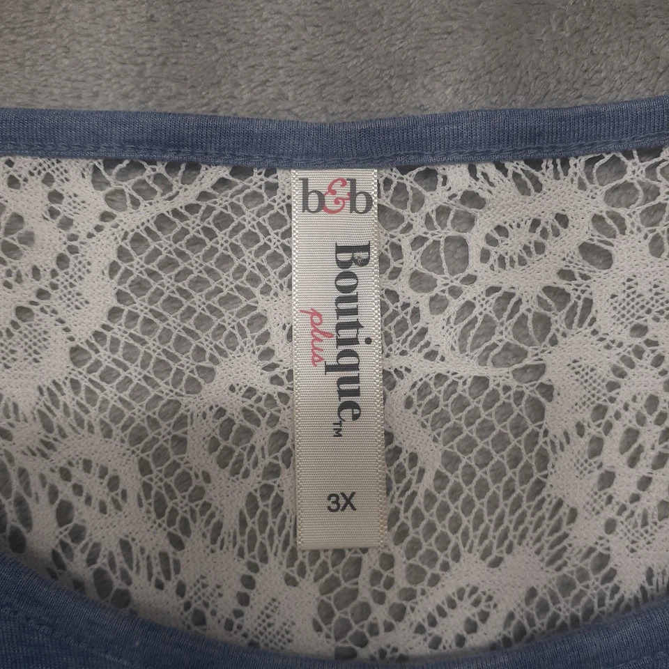 B & B бутик женщин 3 X синий платье туника с 3/4 рукава кружева назад галстук талии - Изображение 2 из 4