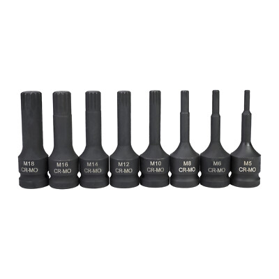 QWORK 8-teiliger Schlagschrauber-Steckschlüsselsatz M5-M18, 1/2" Antrieb, Chrom-Vanadium-Stahl, Mit Koffer
