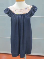 Karen Zambos Vintage Couture Navy Butterfly Sleeve Shift Dress Size P