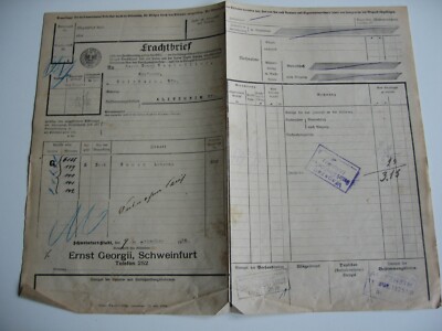 Frachtbrief Deutsche Reichsbahn 1925 Ernst Georgii Schweinfurt Samen Luzerne