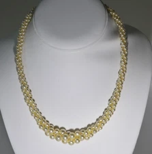 vtg  Napier twisted faux pearl necklace Princess  graduated  signed 16" ZC19