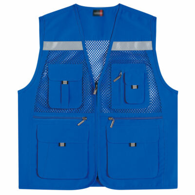 Mens Mesh Multi Pocket Vest Utility Fishing Hiking Hunting Vests US S~XL 453
