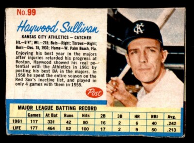 1962 Post Baseball #99 Haywood Sullivan GD *e1