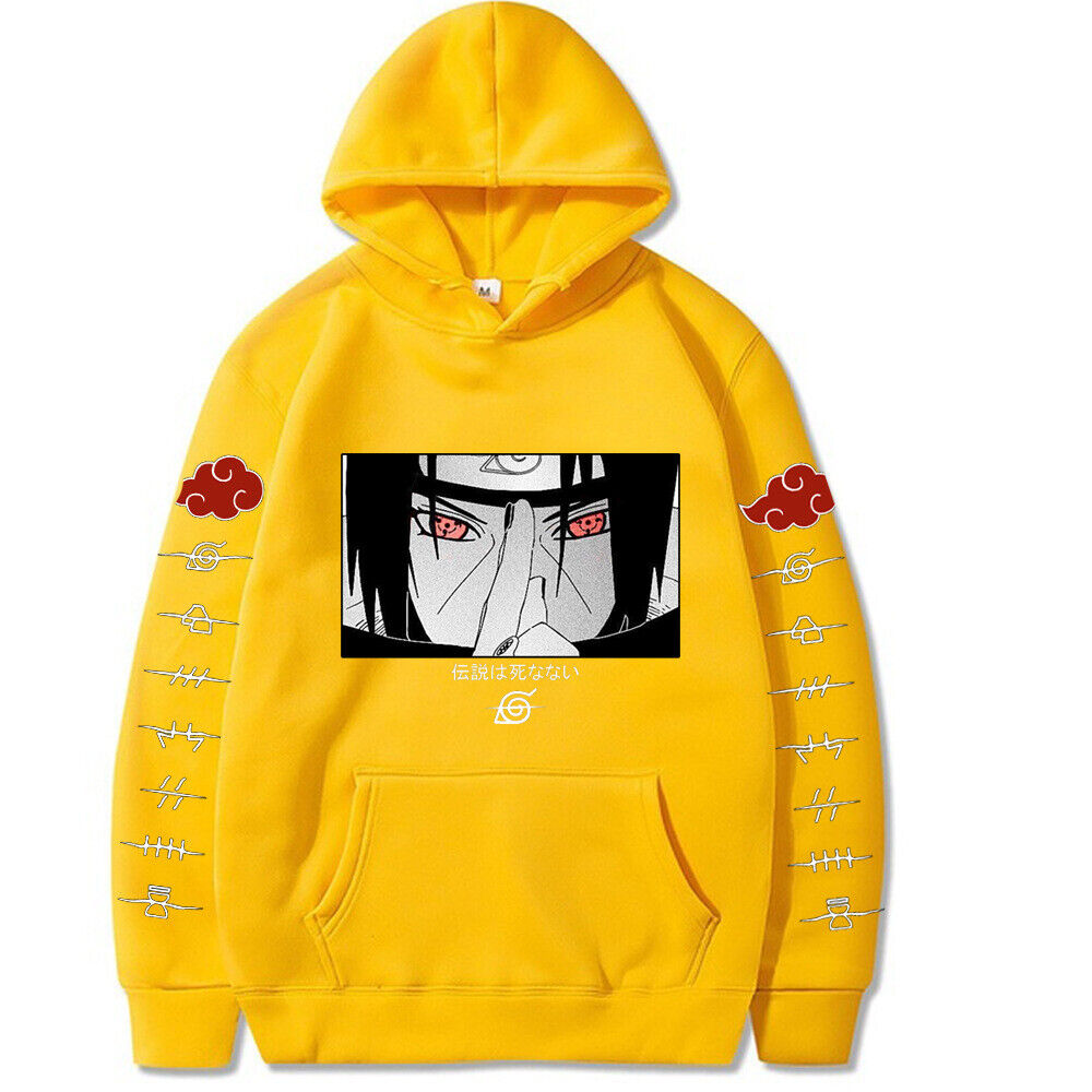 Moletom Canguru Unissex Itachi Sharingan Anime Naruto Olhos (Amarelo, P)