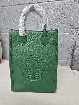 ALPHA KAPPA ALPHA CROSSBODY BAG , AKA GREEN CROSS BODY BAG WITH EMBOSS SHIELD