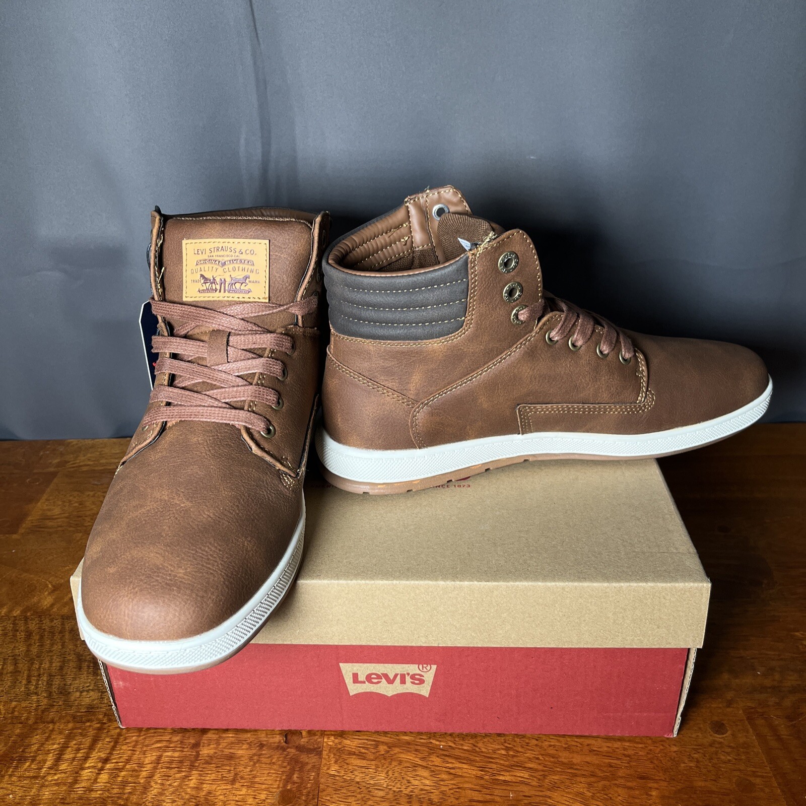 Waxed Hi Top Shoes Sneakers Brown 