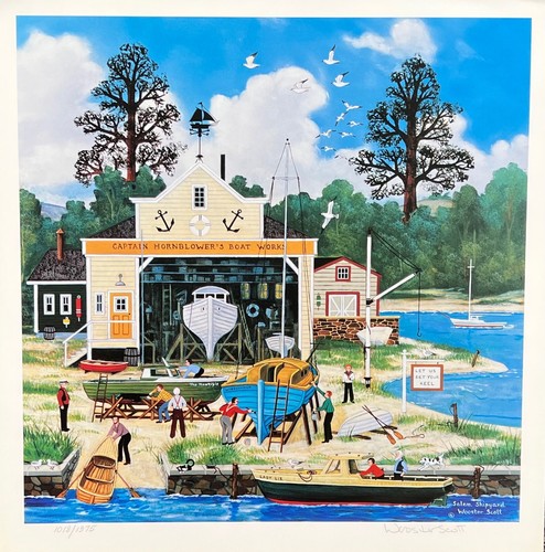 Jane Wooster Scott SALEM SHIPYARD Hand Signed Limited Edition Lithograph Art - Picture 3 of 3