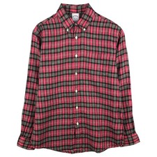 Vintage Brooks Brothers Est. 1818 REGENT Check Pattern Long Sleeve Linen But...