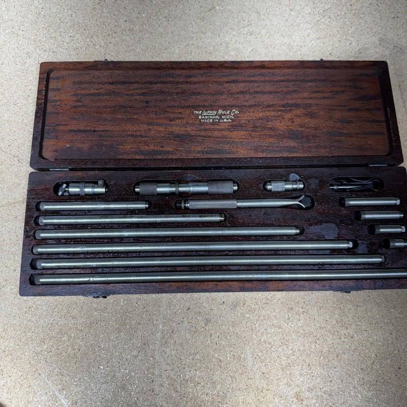 Lufkin 681 Inside Micrometer Set in Wooden Case Nice Pre-Owned Condition