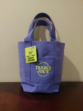  Free Shipping  Trader Joe's Halloween Mini Canvas Tote Bag (Purple) NWT