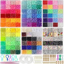 14000Pcs DIY Children Craft Pony Beads Friendship Bracelet Kit  Pony Beads Lett