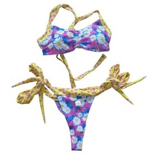 Moana bikini large reversible purple pink yel...