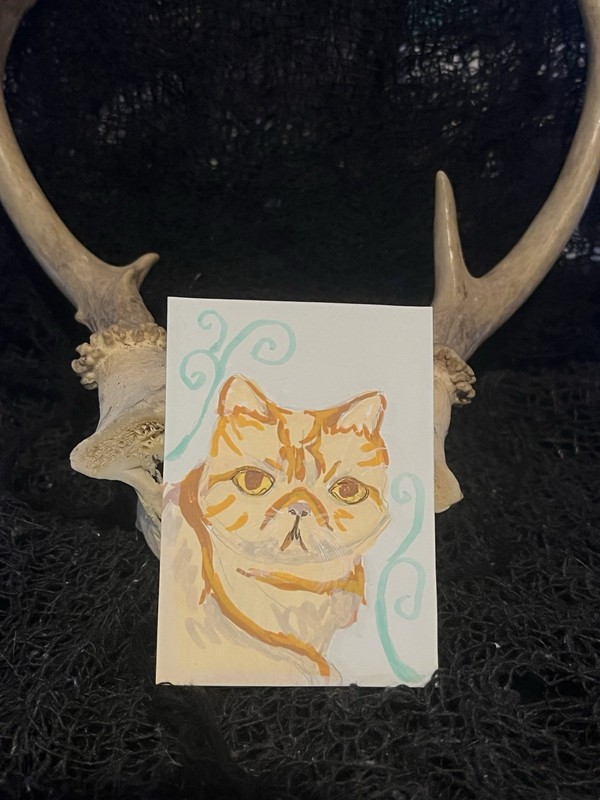 ACEO original art orange cat 