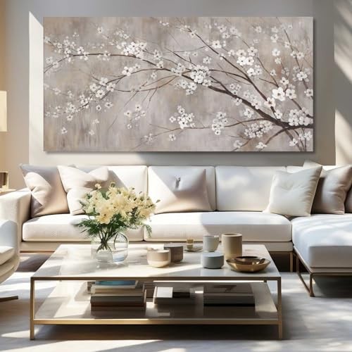  Botanical Wall Decor Paintings Canvas Wall Art for Living 58L" x 29W" Beige