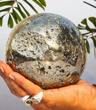 A+ GOLDENER PYRIT Kristallkugel Heilung metaphysischer Stein Dekor Geschenk 1...