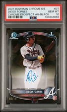 PSA 10 2025 Bowman Chrome Sapphire  Auto Autographs Diego Tornes Black Ref /10 