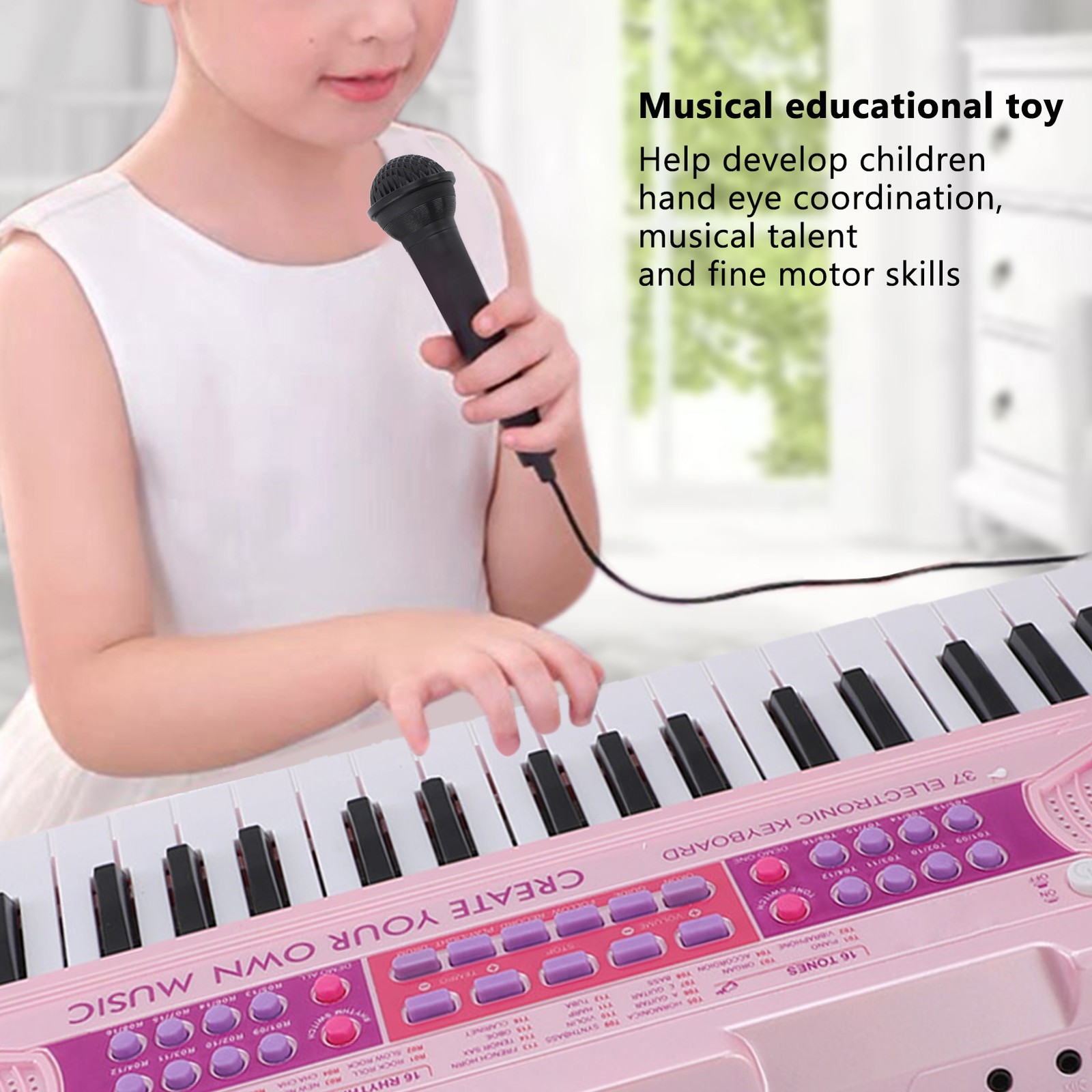 Pianoforte Elettronico 37 Tasti Puzzle Educativo Portatile Bambini Tastiera Pianoforte per Bambini foto 5