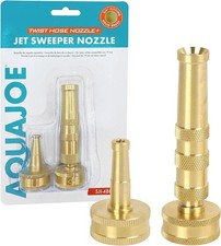 Aqua Joe Solid Brass Hose Nozzle Set - High Pressure Jet Sweeper + Twist Spray N