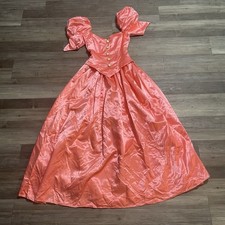 VTG Sz S Pink Satin Puffy Sleeve Maxi Dress Original Sweetheart Neckline Prom