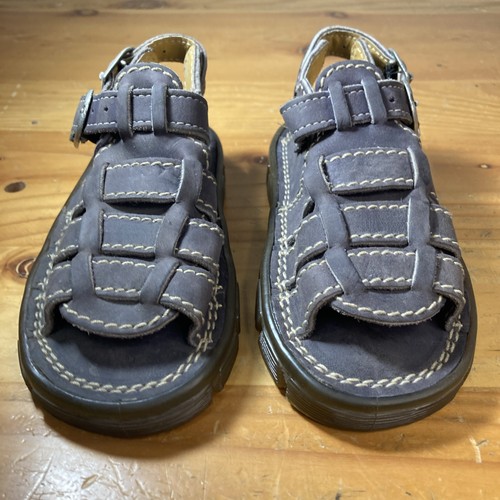 Doc Martens Kids Sandals DEADSTOCK #6447 Brown Leather Weave Size 9 - (K) - Picture 3 of 7