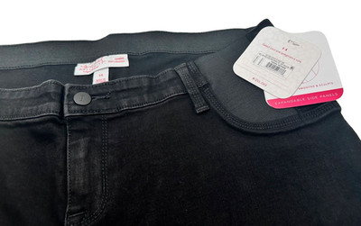 Isabel Maternity Expandable Sides Distressed Skinny Maternity Jeans Black Sz 14
