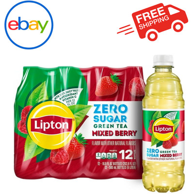 Lipton Green Tea Mixed Berry Zero Sugar Iced Tea 16.9 fl oz 12 Pack Bottles