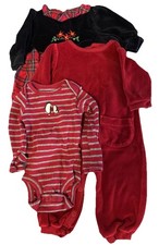 Lot Of 3 One Piece Red Outfits Newborn 0-3 Mo Infant Girl Holidays Party-2 VTG