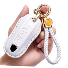 Compatible with car Porsche keycase and Leather Macan Cayenne Model-B white 