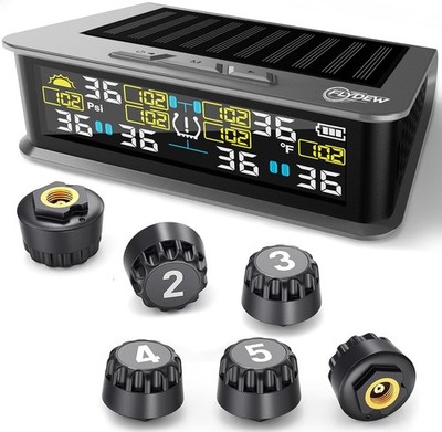 6-Wheel RV Tire Pressure Monitoring System (TPMS) - 6 Sensors & 6 Alarm Modes...