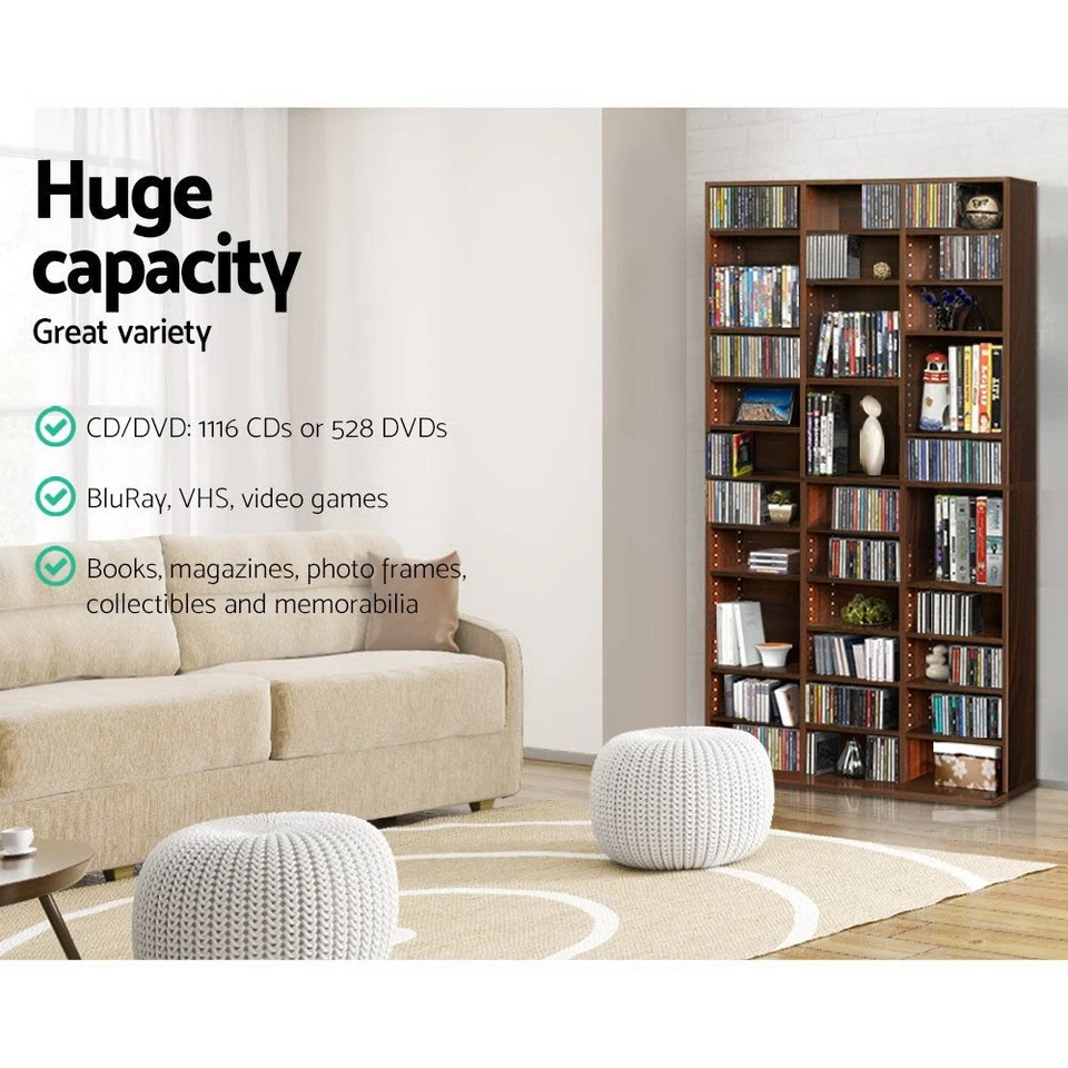 Artiss Bookshelf Display Shelves CD DVD Storage Rack Stand Bookcase Brown BERT - image 4 of 4