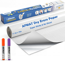 White Board Dry Erase Paper, 78" X 17.3" Whiteboard Wallpaper, with 2 Markers, S