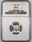 1943 Mercury Head Dime - NGC Graded MS66 !!