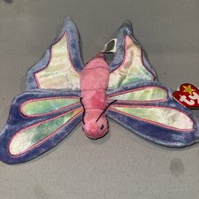 Ty Beanie Baby “Flitter" the Butterfly - DOB  June 2, 1999!  New Silver Tag