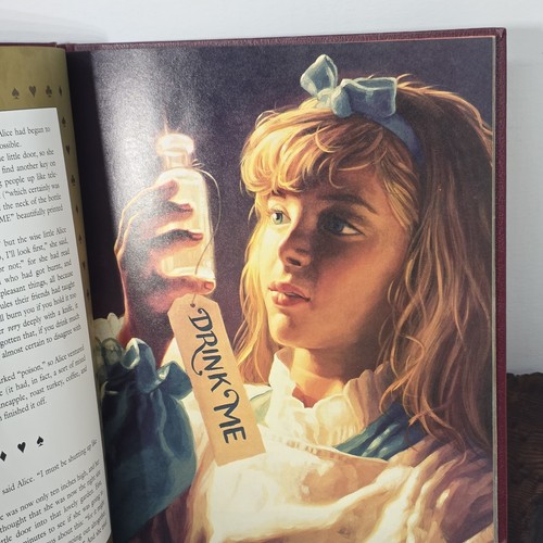 1990 Alice In Wonderland By Carroll & Hilderbrandt Leather Hardcover Book Vtg - Picture 11 of 11