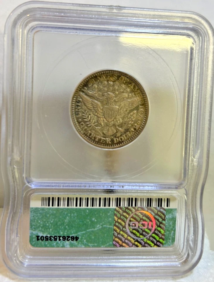 1908-D Silver Barber Quarter EF45 Details ICG, Neat Old Coin, Great Details! - Image 4 of 4