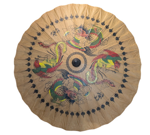 Vintage Japanese Bamboo & Paper Umbrella Handmade Parasol Decorative Wagasa 37"