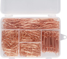 600 Paper Clips,Office Rose Gold Paper Clips Assorted Sizes Small,Medium and Jum