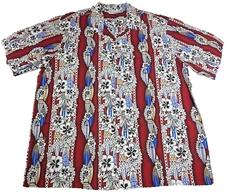 Vintage Island Aloha Wear Hawaiian Beach Surf Shirt Men's 2XL Made in Hawaii 