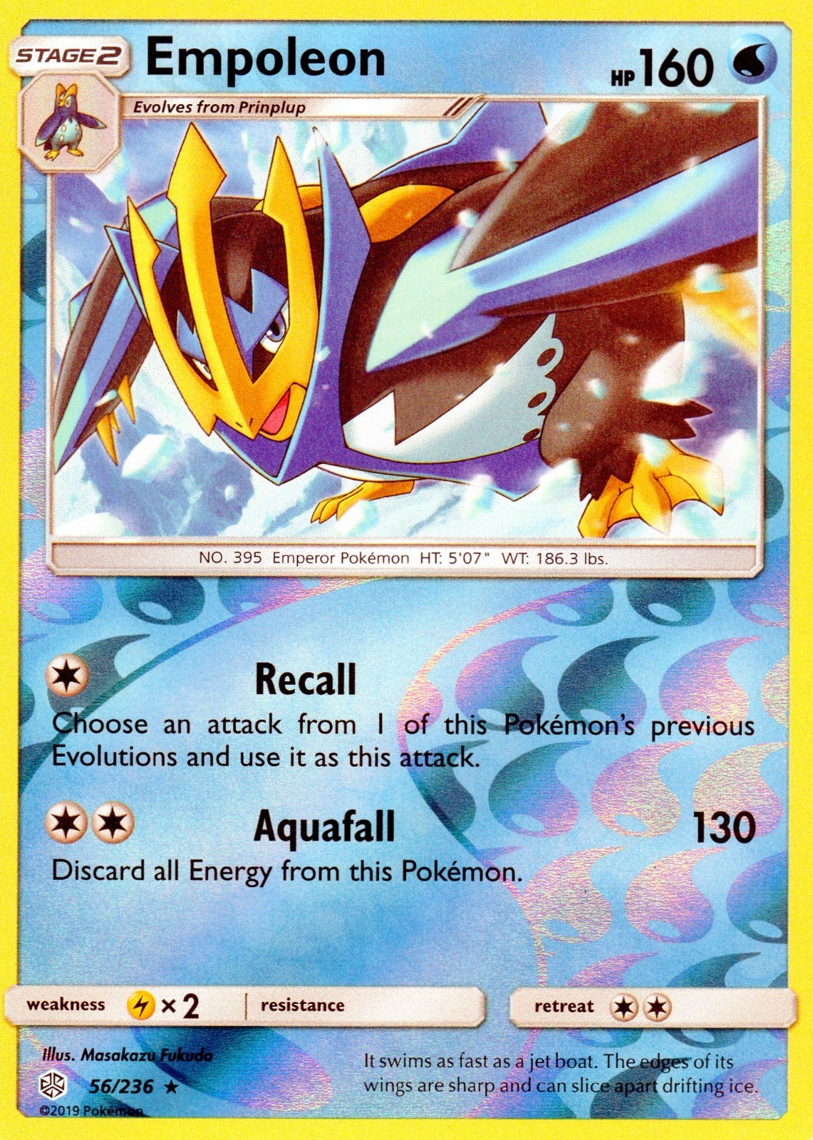 Pokemon! Cosmic Eclipse! " Empoleon"! Reverse Holo! #56/236! Near Mint-Mint!