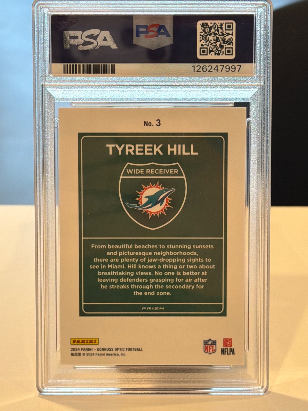 2024 Donruss Optic Tyreek Hill Downtown #3 PSA 10 view 2