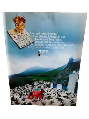 1985 Dewar's White Label Scotch Whisky Scotland Sheep Vintage Print Ad