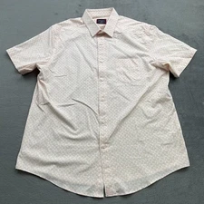 Untuckit Crisfield Pink Geometric Button-Up Short Sleeve Shirt Mens Large Slim