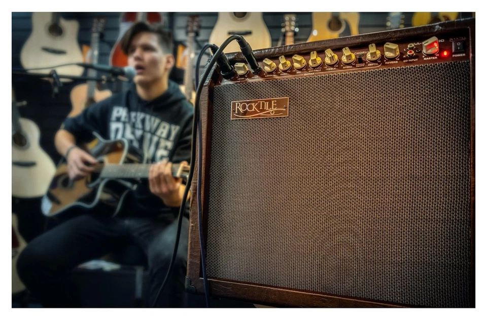 Rocktile AA-30 Akustik Verstärker Gitarre Gitarrenverstärker Amp Combo Gesang - Bild 2 von 4