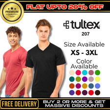 Tultex 207 Mens Short Sleeve Moisture Polyester V-Neck New Arrival Fit T-Shirt